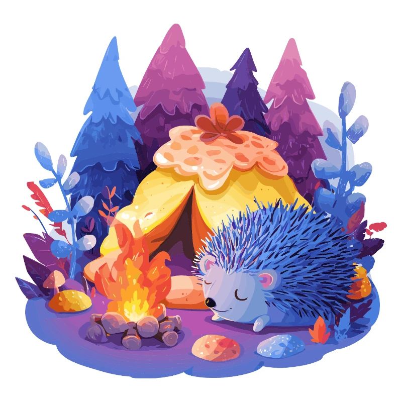 Sleeping hedgehog at the campfire