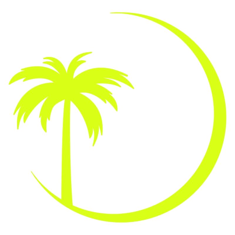 Neon palm tree in a circle