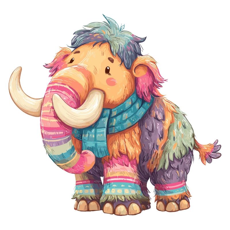 Buntmammut mit Schal