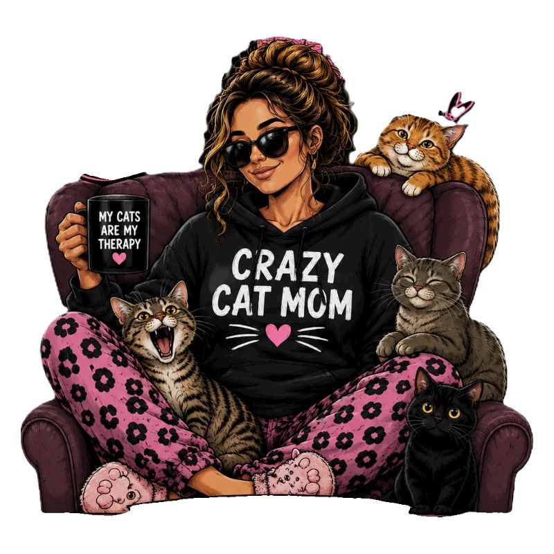 Crazy Cat Mom Pullover Hoodie