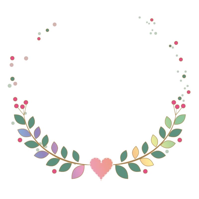 delicate frame from multi-colored branches and heart