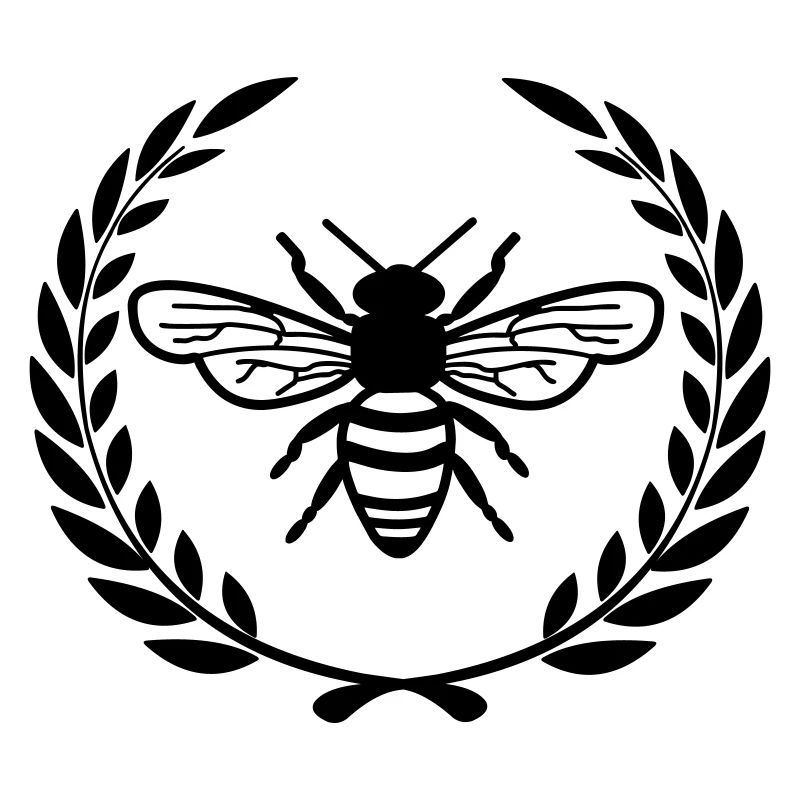 Bee in laurel wreath