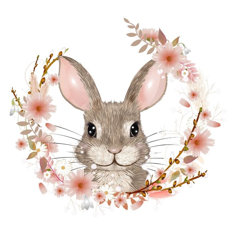 Spring wreath with rabbit as Easter bunny
