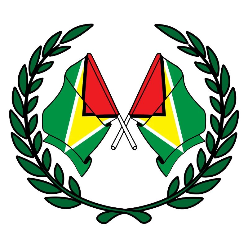 Drapeaux Guyane en couronne de laurier