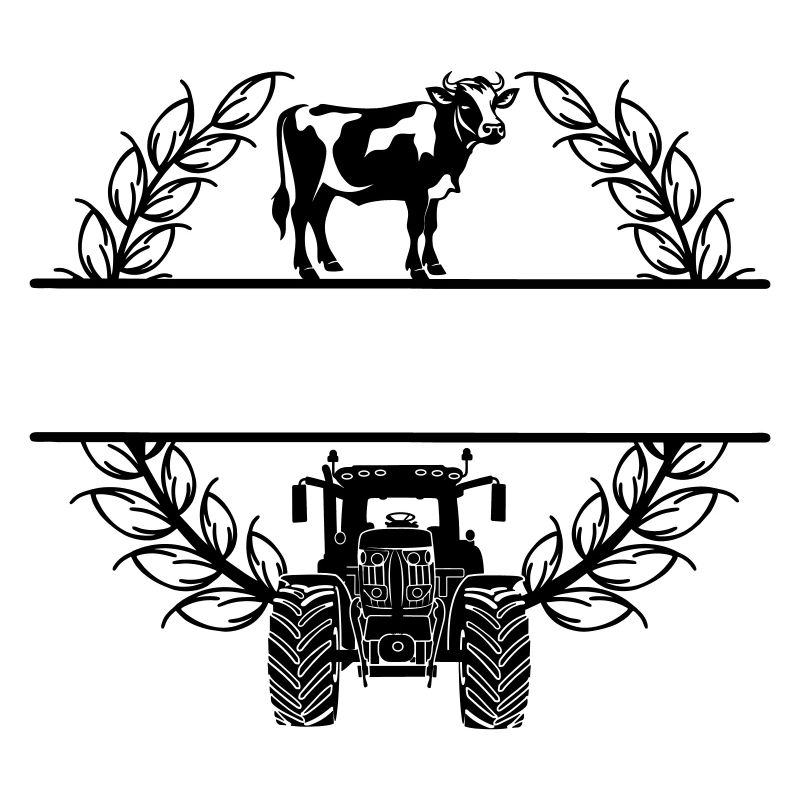 Lorbeerkranz mit Kuh und Traktor – Eigener Text
