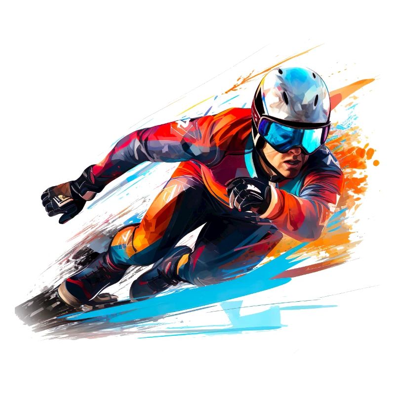 Conduite de skieur de course avec explosion de couleurs