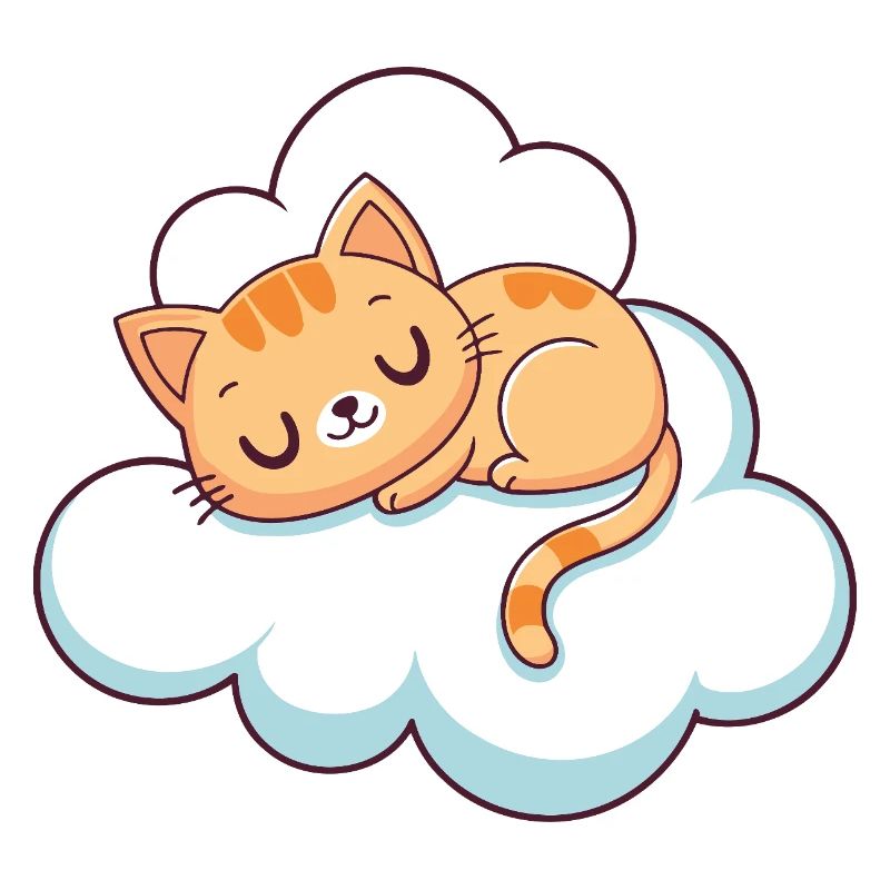 Sleeping kitten on cloud
