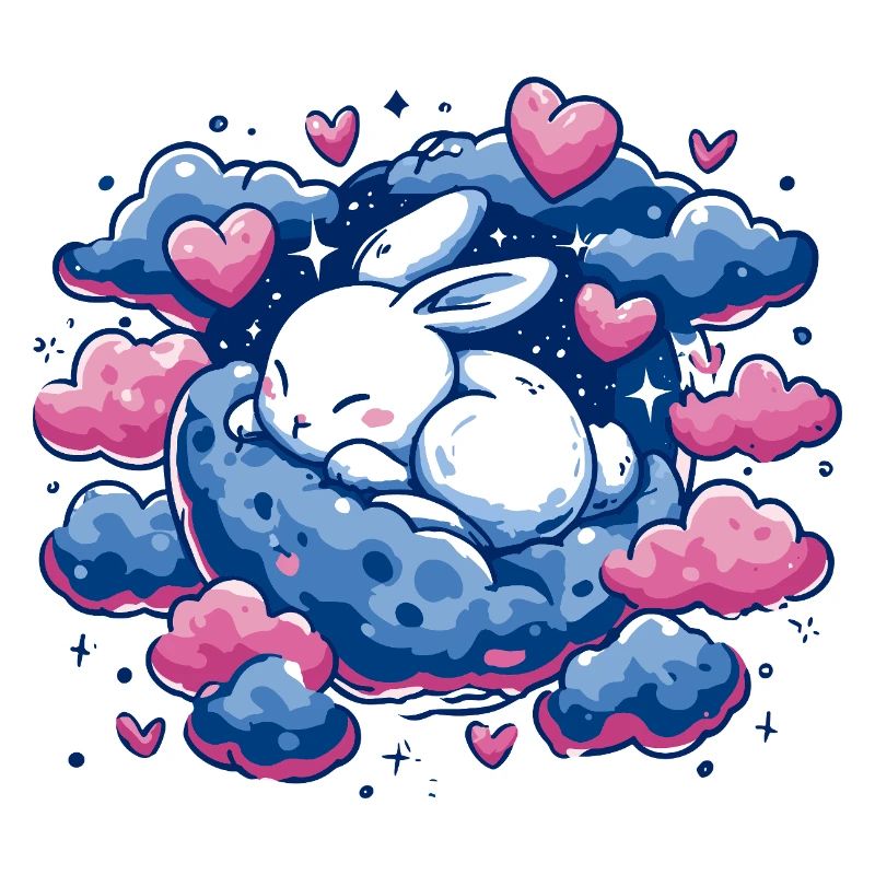 Moondream bunny on cloud heart