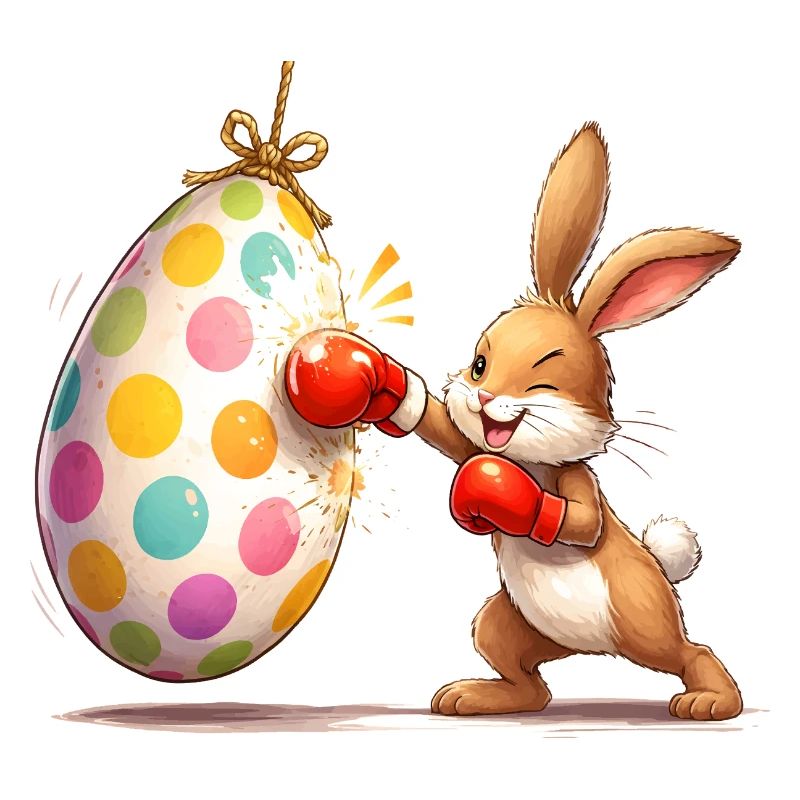 Boxing Easter Bunny with Easter Egg Punching Bag