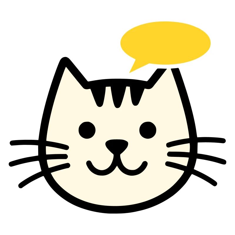Visage de chat avec bulle de dialogue