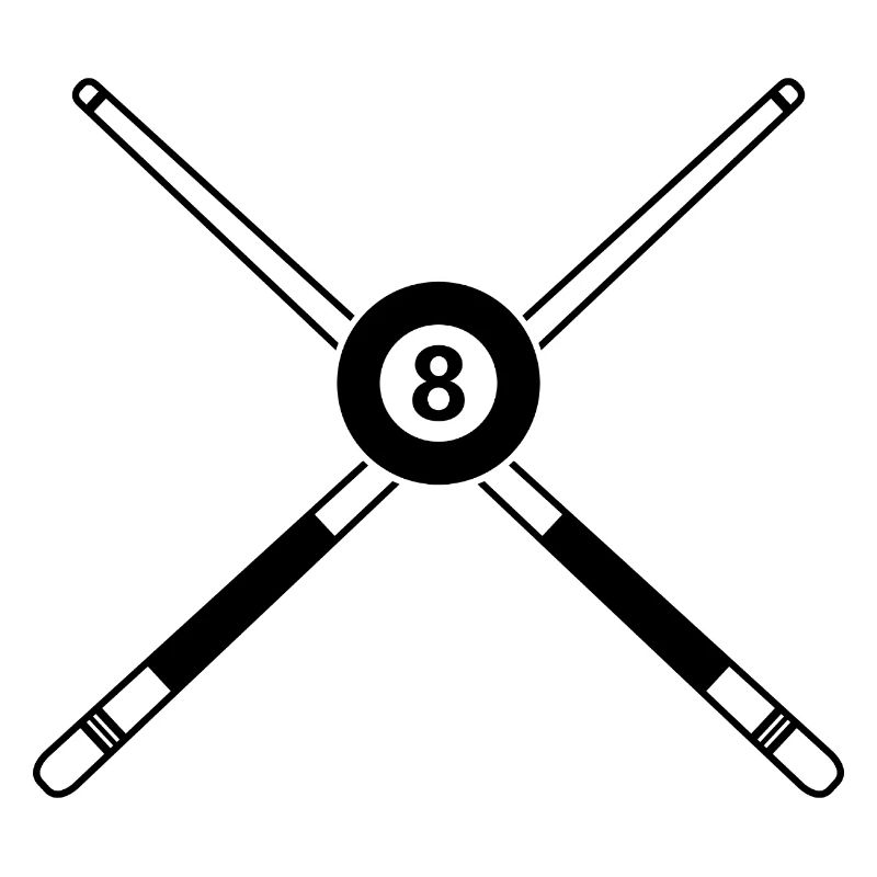 Queue de huit billes croisées avec des bâtons de billard
