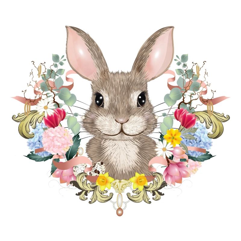 Spring wreath with rabbit as Easter bunny