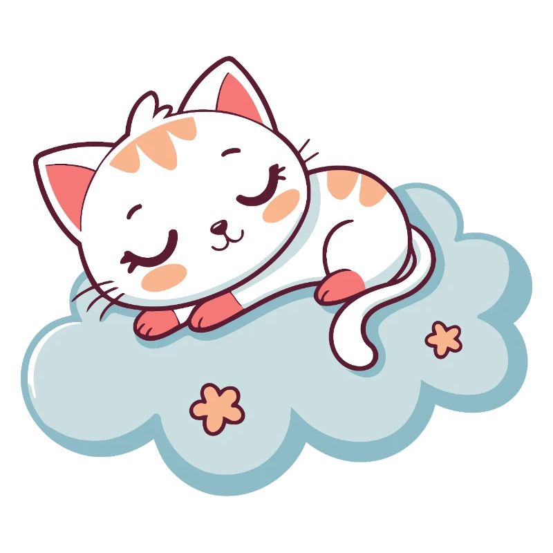 Sleeping Kitten on Soft Cloud