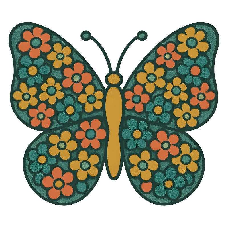 Papillon aux ailes de fleurs