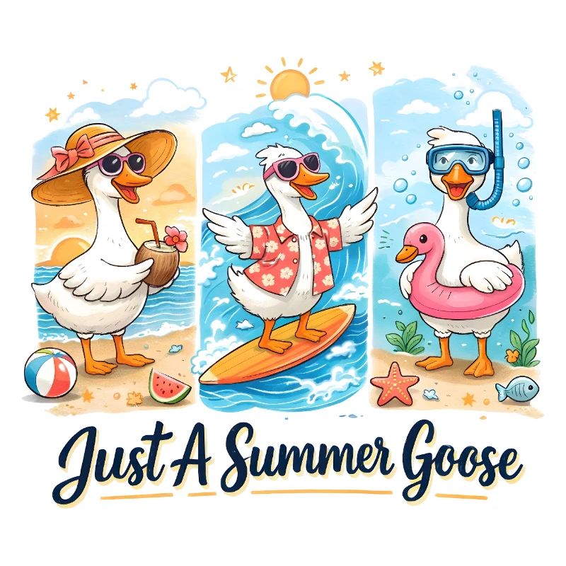 Sommer-Gänse Trio Summer Vibe Urlaub Strand