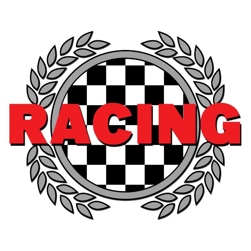 Racing - Checked Flag Laurel Leaves Racing Sport