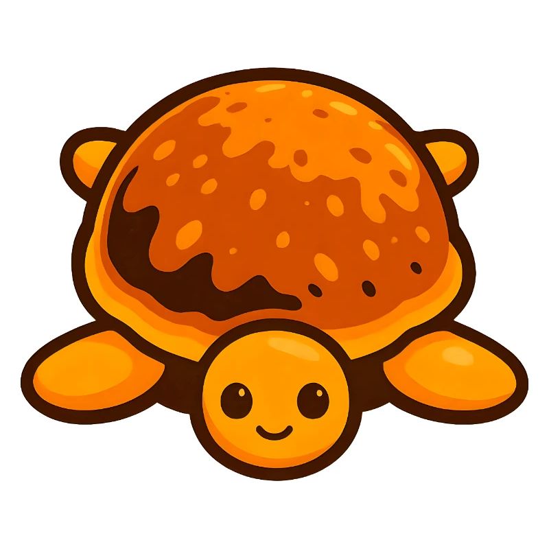 Whimsical Turtle Pancake Style with Bright Shell