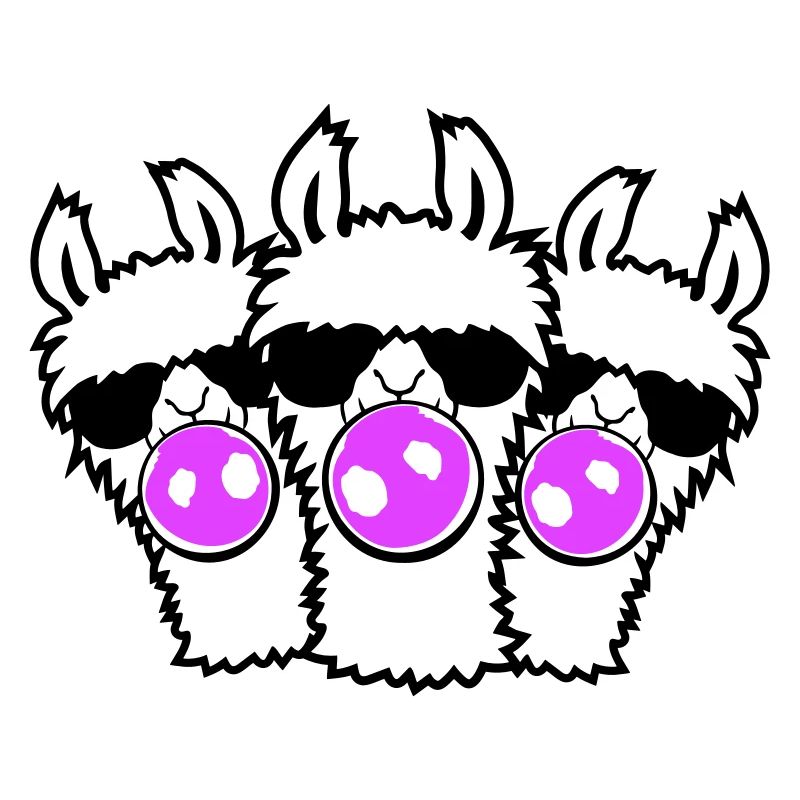 Three Llamas Bubblegum Sunglasses Squad Group Cute