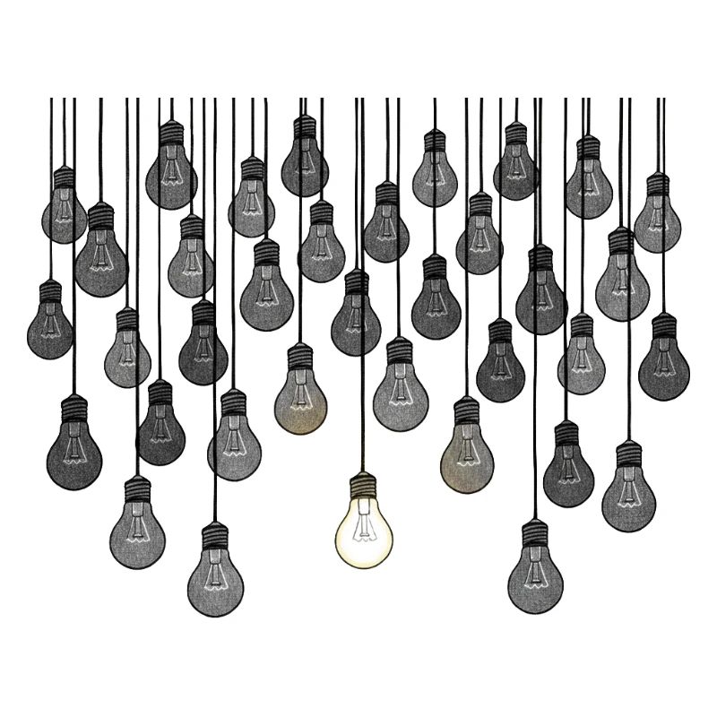 Grey bulb array with unique brightness