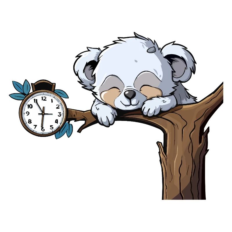 Sleeping koala on the clock branch