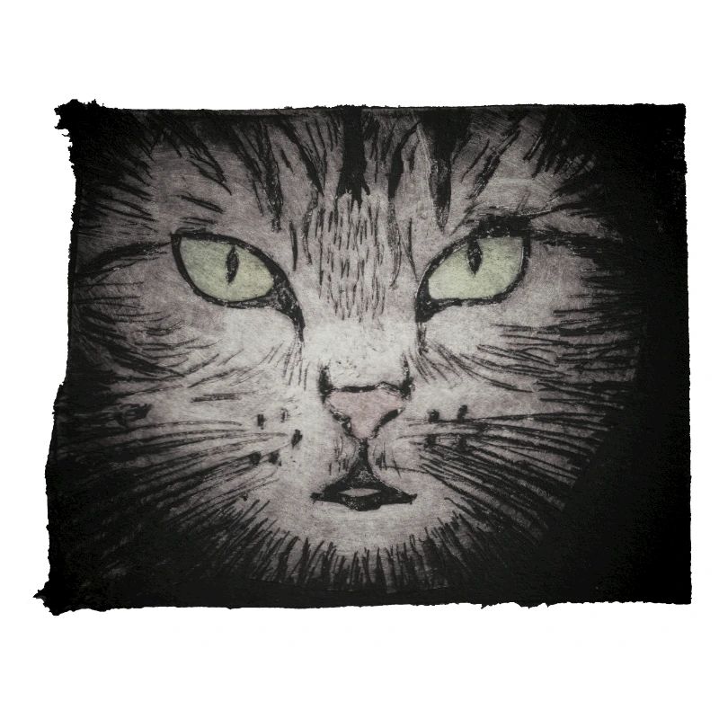 Cat Black - Gravé à la main imprimable