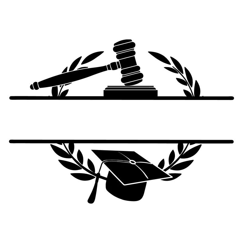 Anwaltsmonogramm mit Hut und Hammer