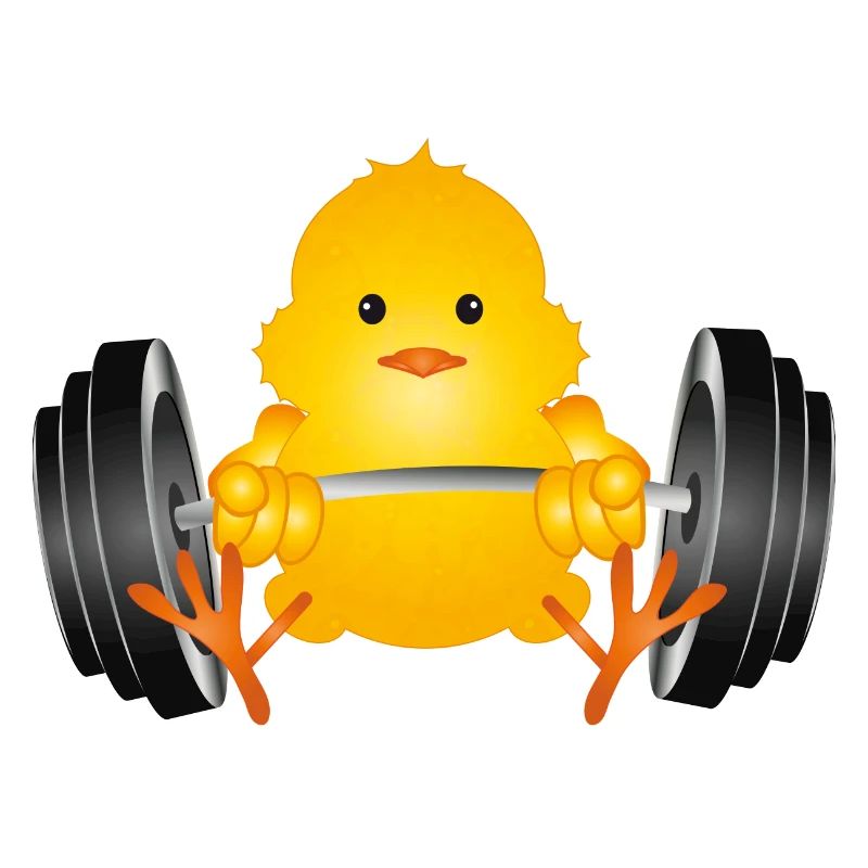 Bodybuilder Küken mit Hantel beim Training