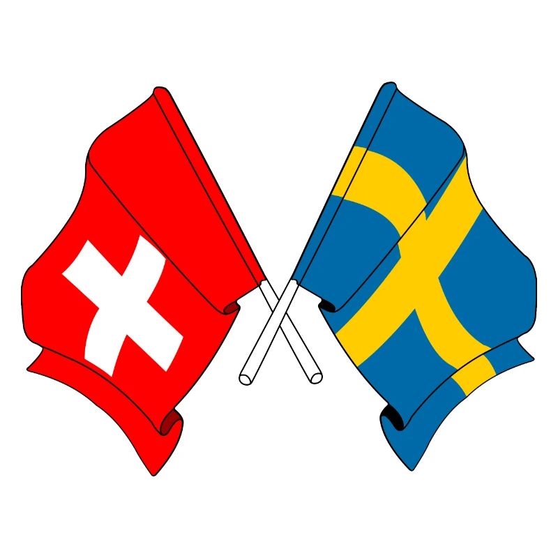 Drapeau de la Suisse et drapeau de la Suède