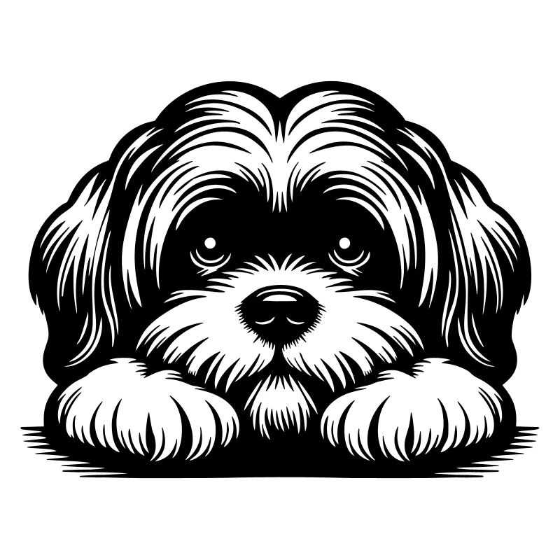 Lhasa Apso Head with Paws