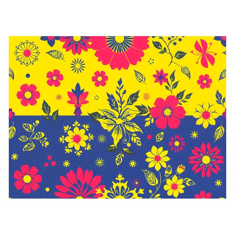 Blumenmuster mit kontrastfarbenem Hintergrund