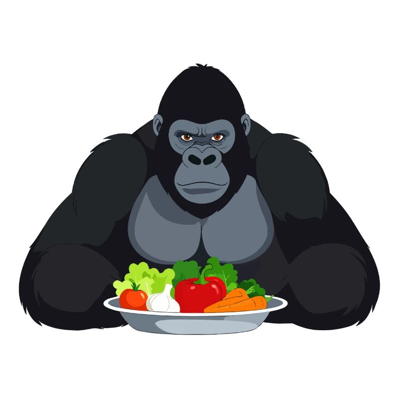 Cooler Gorilla mit Gemüseplatte Affe Motiv