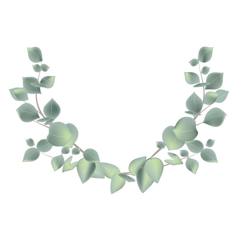 delicate eucalyptus branches as a half wreath