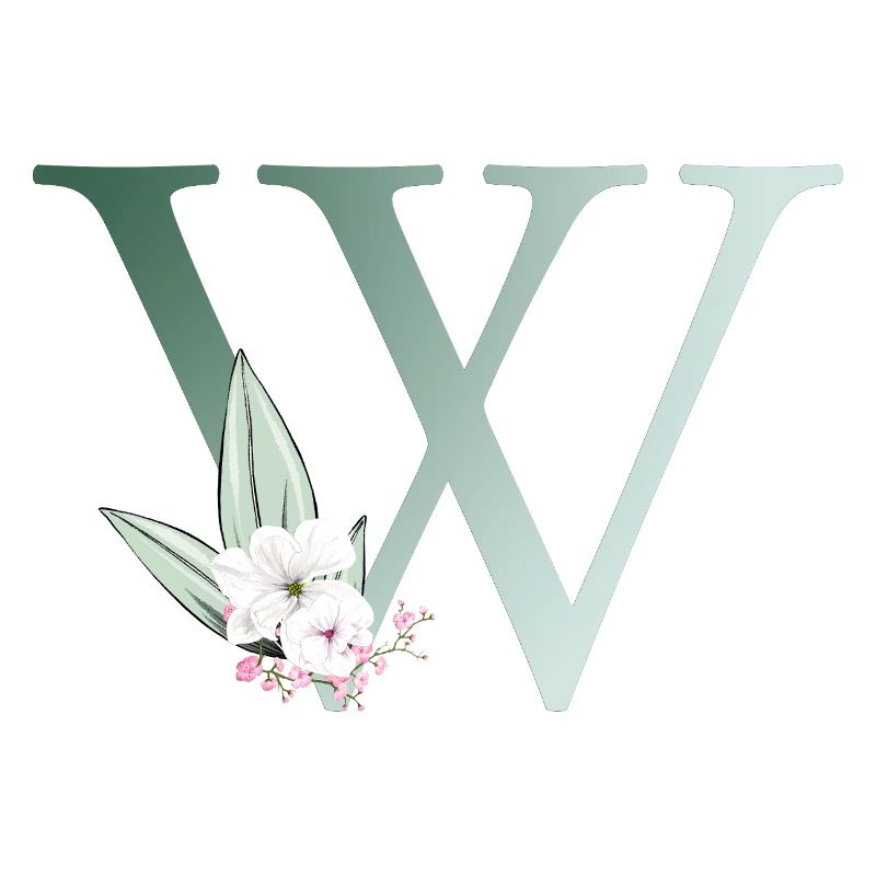 W Monogram, Floral, Personalizable