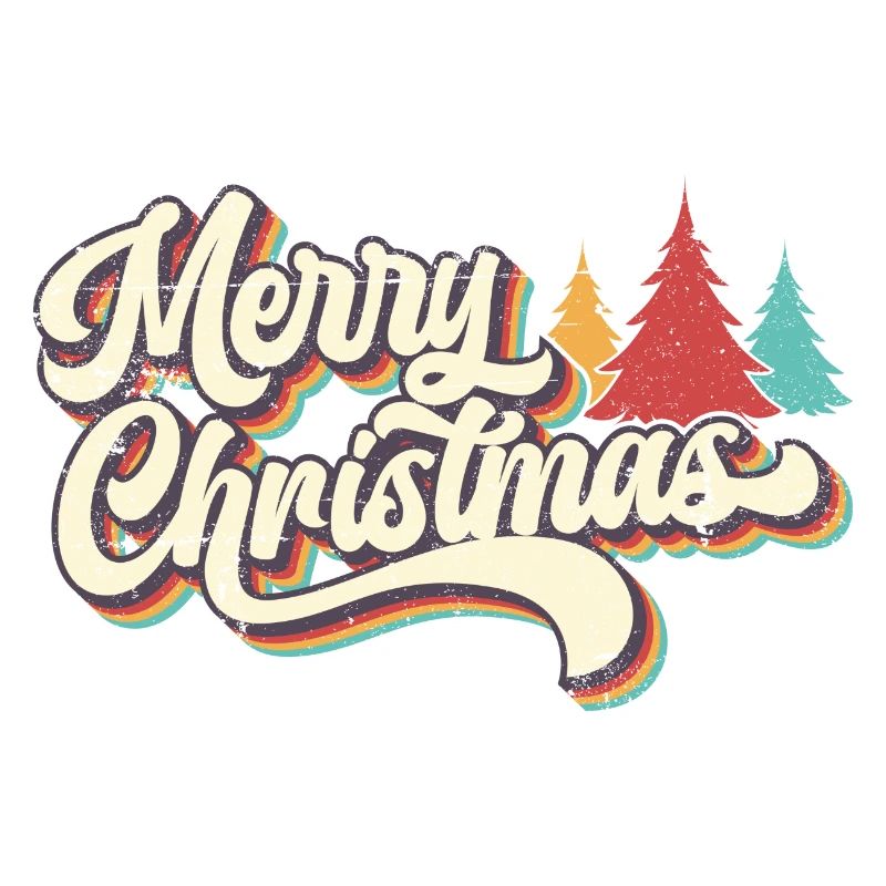 Retro Merry Christmas Rainbow Script