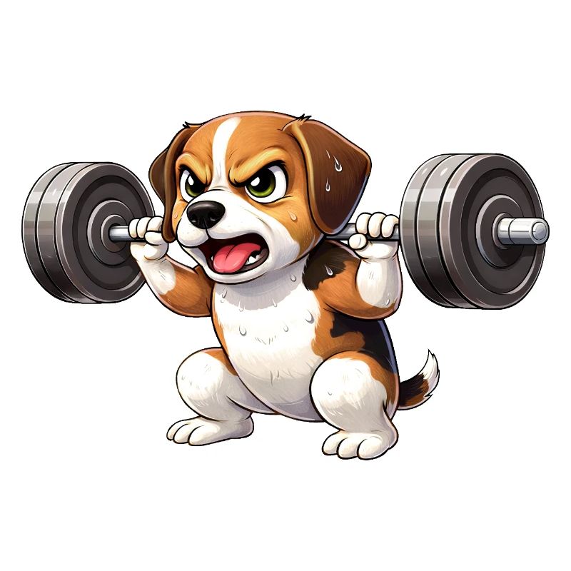 Beagle Workout Bodybuilding Barbell Training Motif