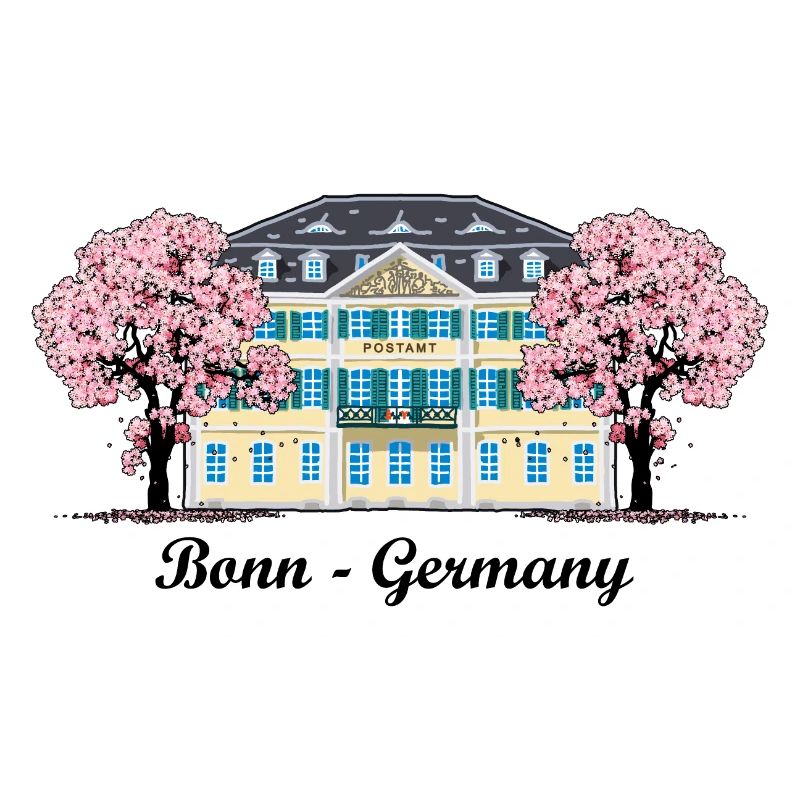 Bonn Old Post Office, Cherry Tree Blossoms, Germany