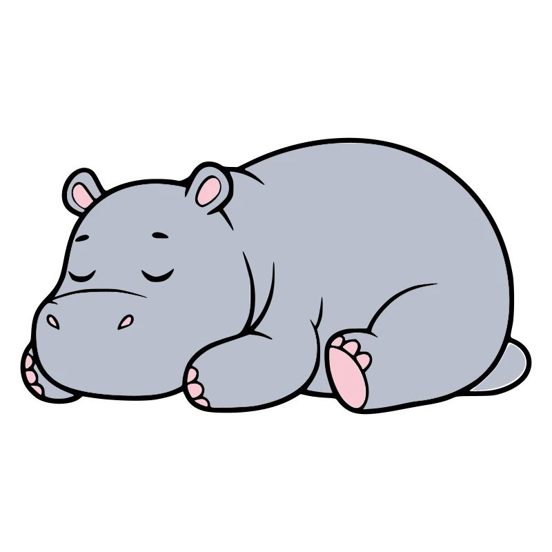 Sleeping Hippopotamus Tired Lazy Vector