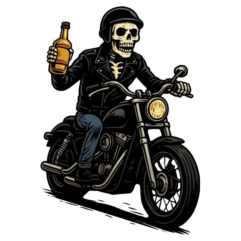 Skeleton Biker with Bottle