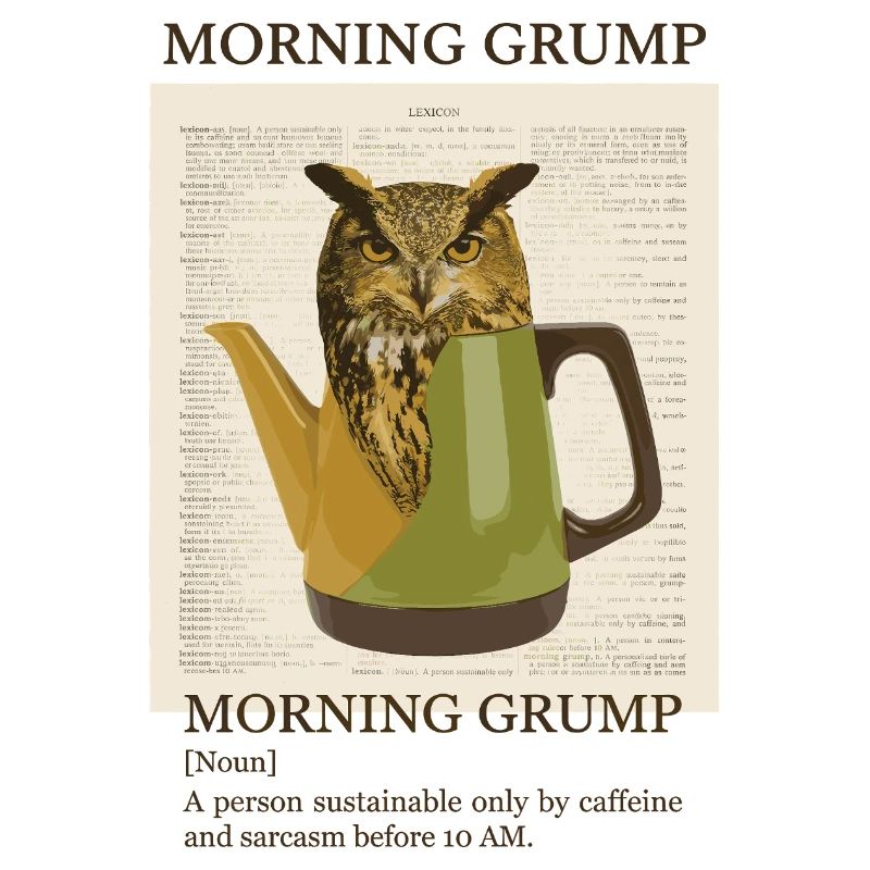 Morning Grump Vintage Eule