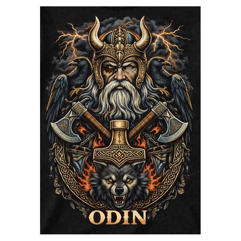 Odin Warfather with Ravens and Wolves