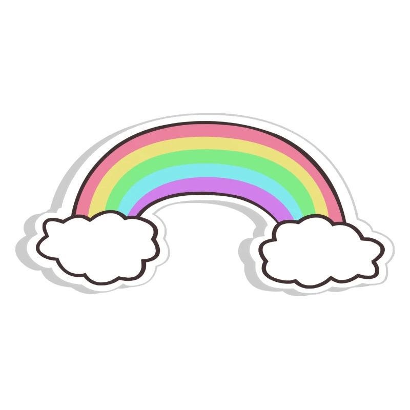 Pastel rainbow with clouds motif