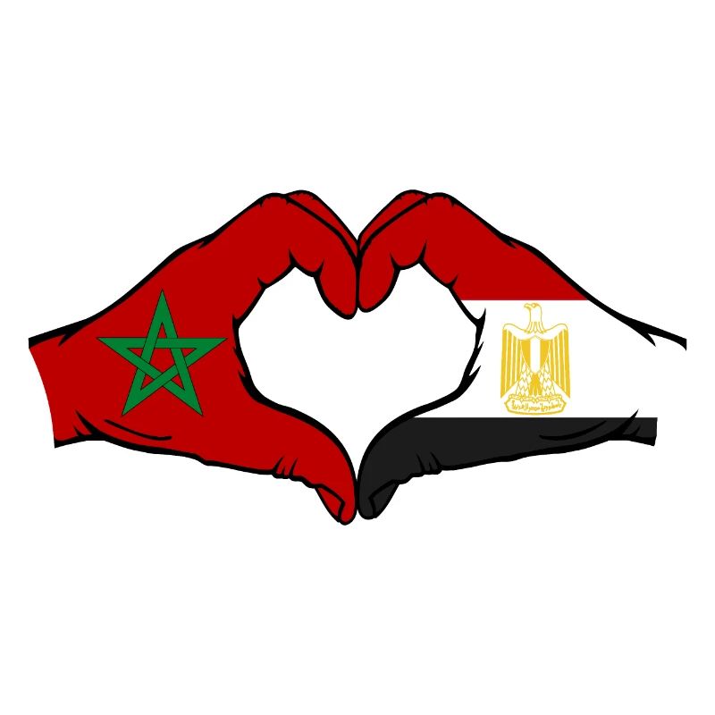 Maroc Égypte Drapeau Mains Coeur Forme