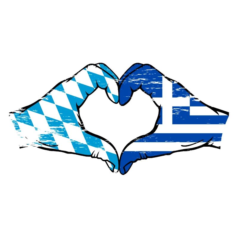 Bavière, Grèce, Drapeau, Mains, Coeur, Forme Utilisé