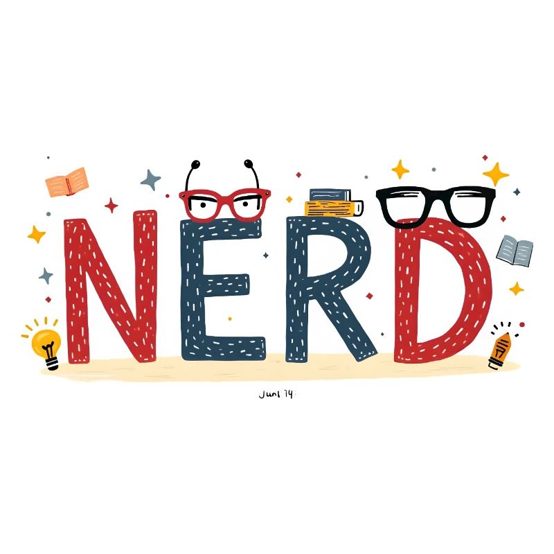 Nerd mit Riesenbuchstaben und Brille