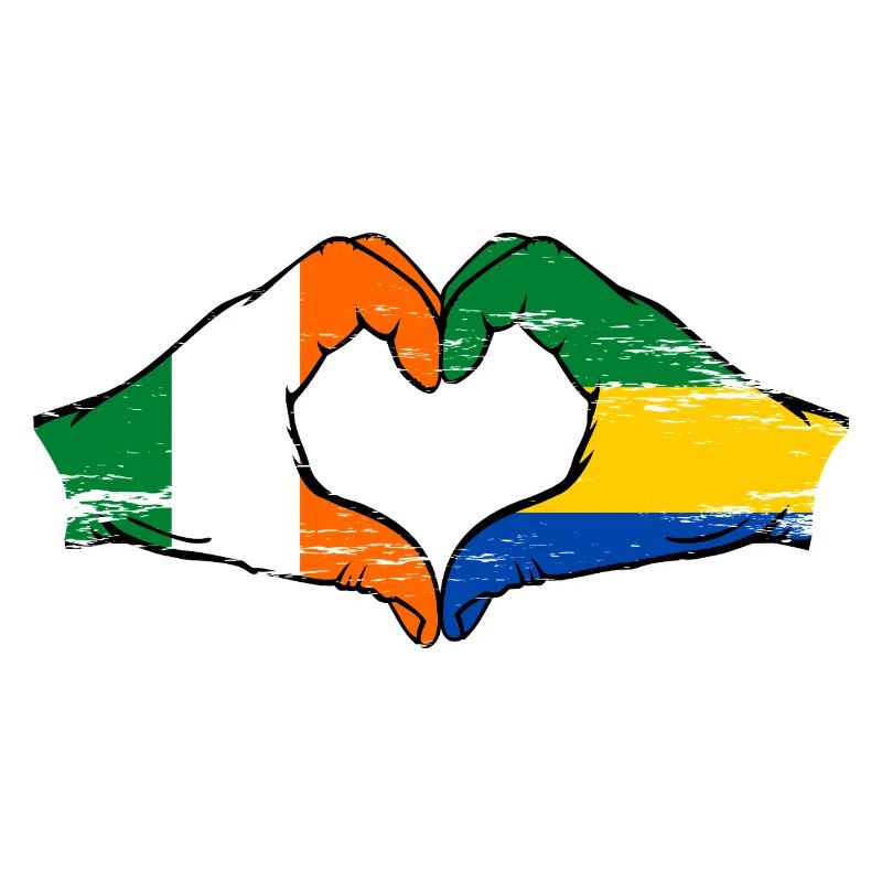 Irlande Gabon Drapeau Mains Coeur Forme Utilisé