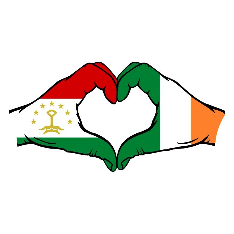 Drapeau d’Irlande du Tadjikistan Mains Forme de cœur