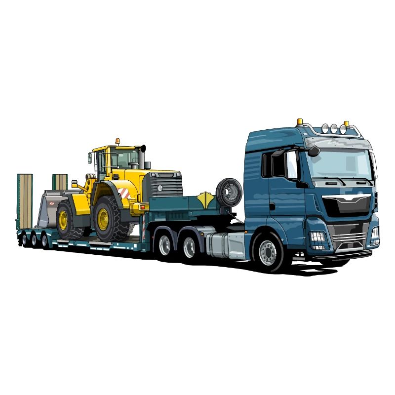 Low-loader with excavator