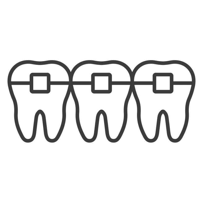 Braces Line Icon – Orthodontic Teeth Alignment Sym
