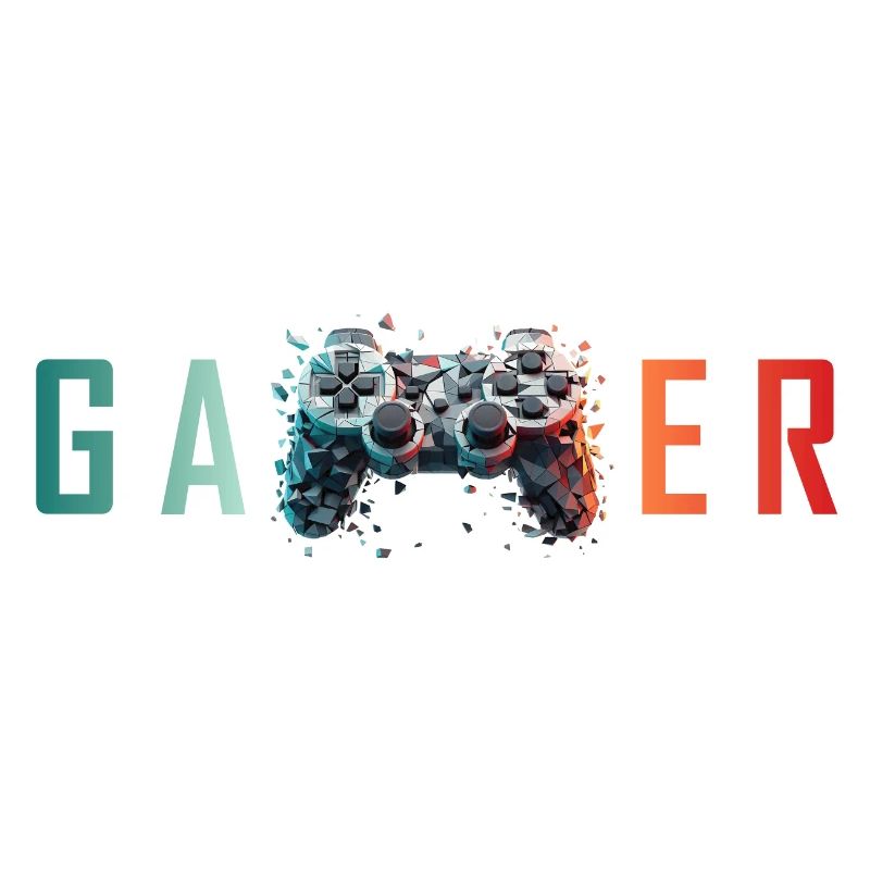 Gamer Schriftzug bunt Controller Splatter