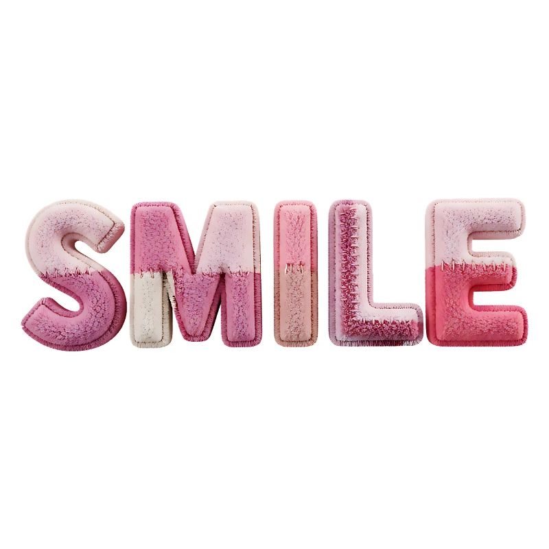 Tendance en patchwork de lettrage de sourire moelleux